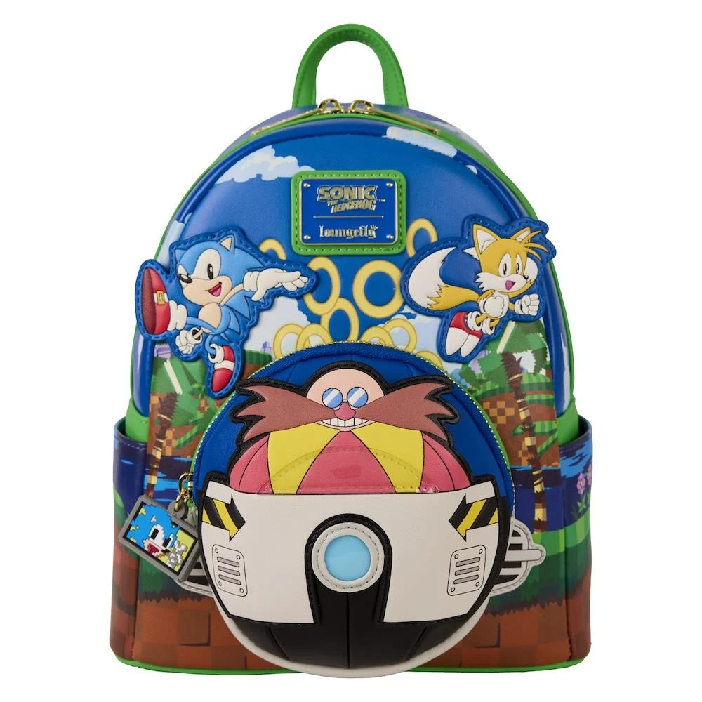 Mochila Sonic with Ring 3D Shaped GITD 27cm Mini Backpack SEGA x Loungefly