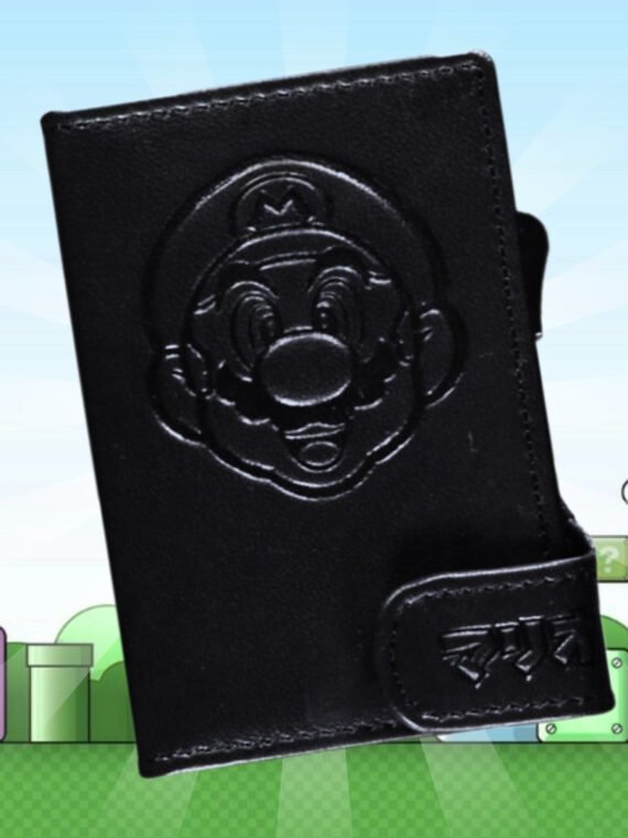 Nintendo Monedero Click Super Mario Japan Kanji Leather Oficial DIFUZED