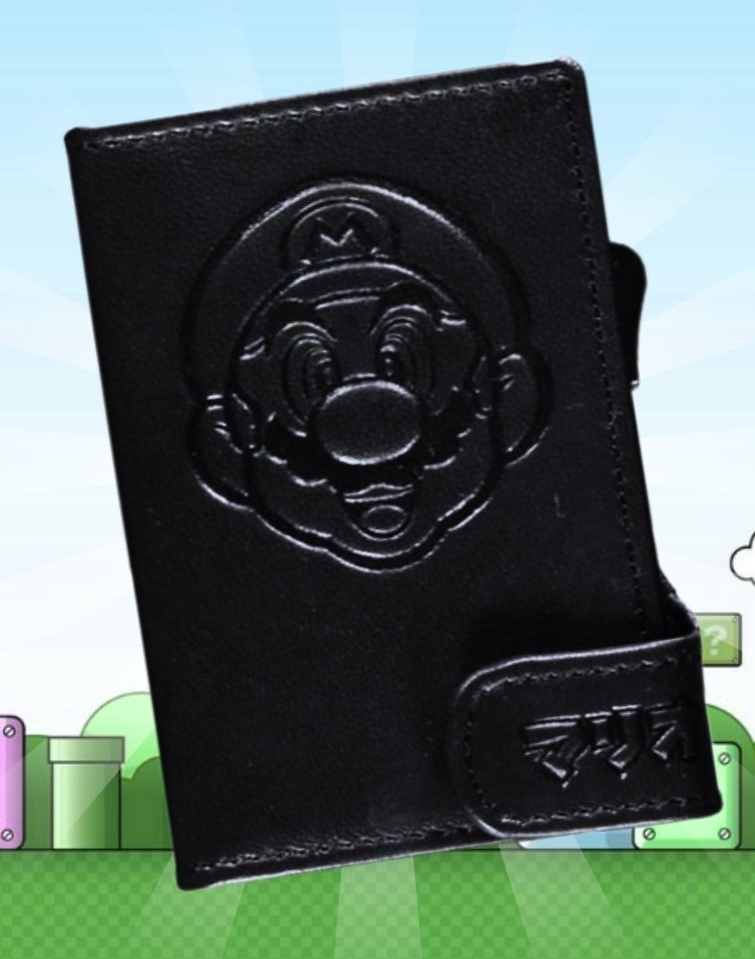 Nintendo Monedero Click Super Mario Japan Kanji Leather Oficial DIFUZED