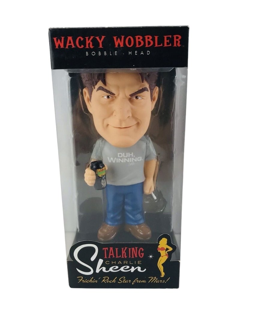 Figura Funko Charlie Sheen Talking Wacky Wobbler 7" Bobble-Head TV Show Two and Half Men