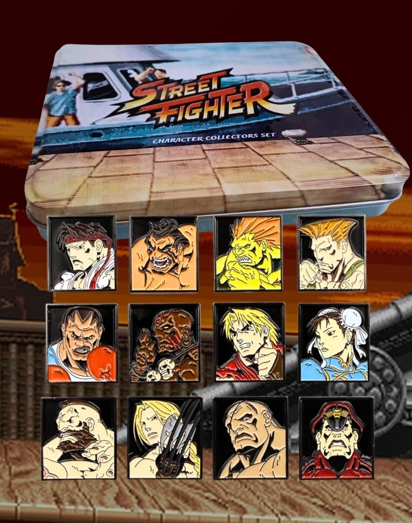 DTR Street Fighter 12-Pack Pin Badges Characters Pins Brooches Retro Fanattik Limited