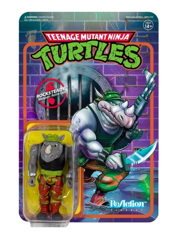 Figura Teenage Mutant Ninja Turtles ReAction Action Figure Rocksteady 10 cm Super7
