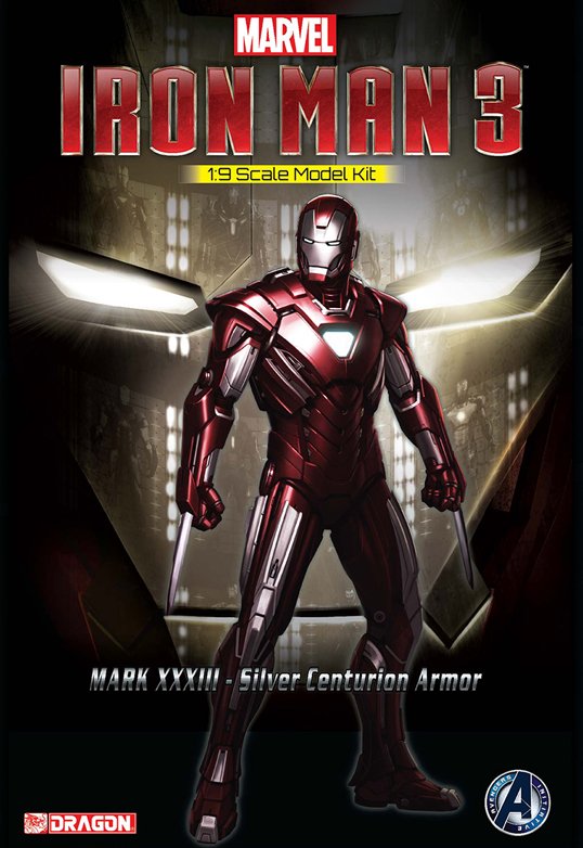 Model Kit Figura Marvel Avengers: Iron Man Mark XXXIII - Silver Centurion Armor Iron Man 3 1:9 Scale Dragon Models