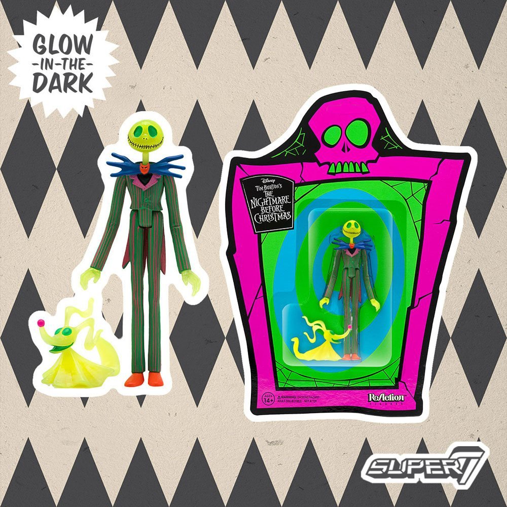 Figura Jack Skellington GITD Nightmare Before Christmas ReAction Action Figure  (SDCC 2020) Exclusive 10 cm