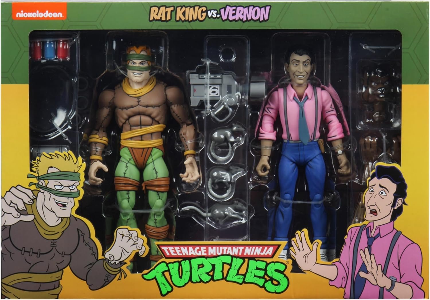 2-Pack Figuras Rat King vs Vernon Teenage Mutant Turtles NECA 18cm