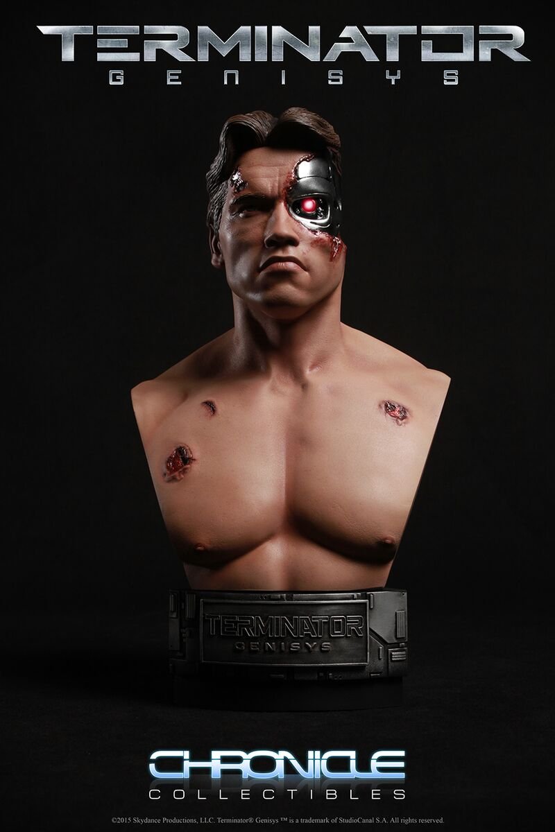 Busto Coleccionable T-800 Battle Damaged Escala 1/2 1984 Artist Hand-Painted Terminator Genisys Chronicle Collectibles