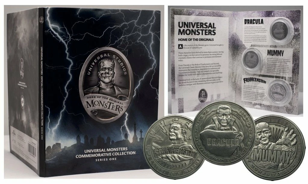Set Coleccionista Universal Monsters Commemorative Collection Collectable Coin 3-pack